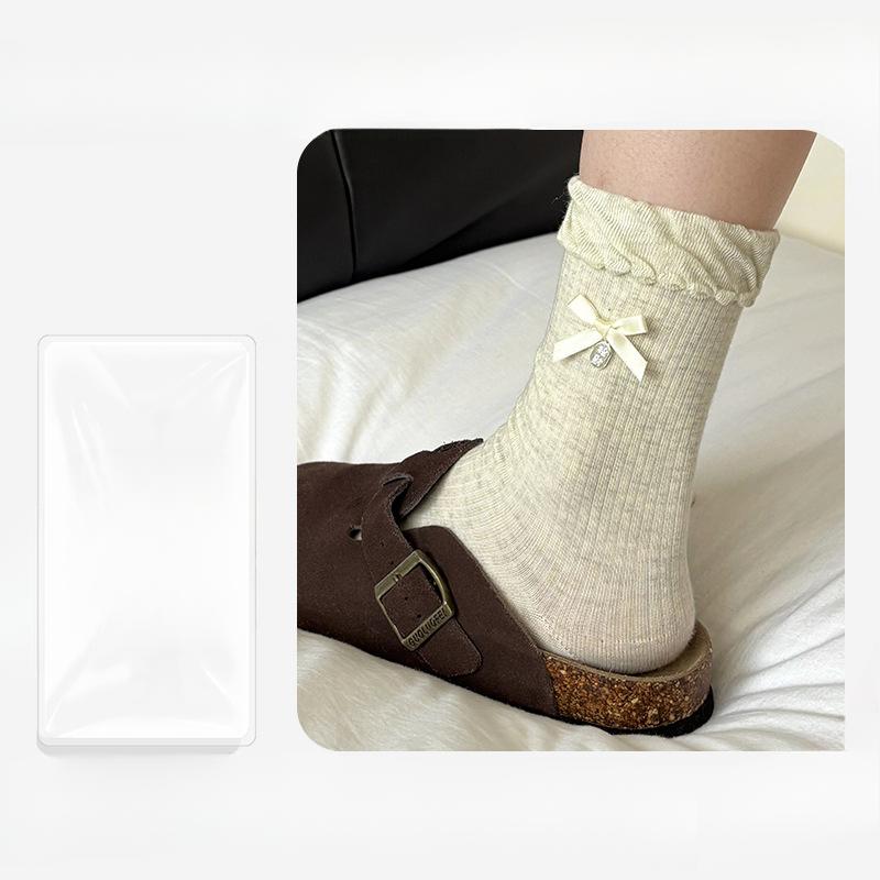 

Женские весенние носки-гольфы с бантом, с пузырчатым мыском, однотонные, в балетном стиле, бесшовные, с отворотом 1 pair