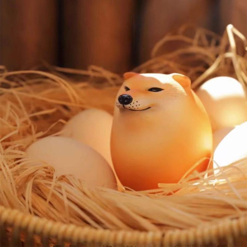 Shiba Inu Realistic Egg Shape PVC Desk Decor, Dog and Egg Union Decorations for Home, Offices, Fun Christmas Gifts
