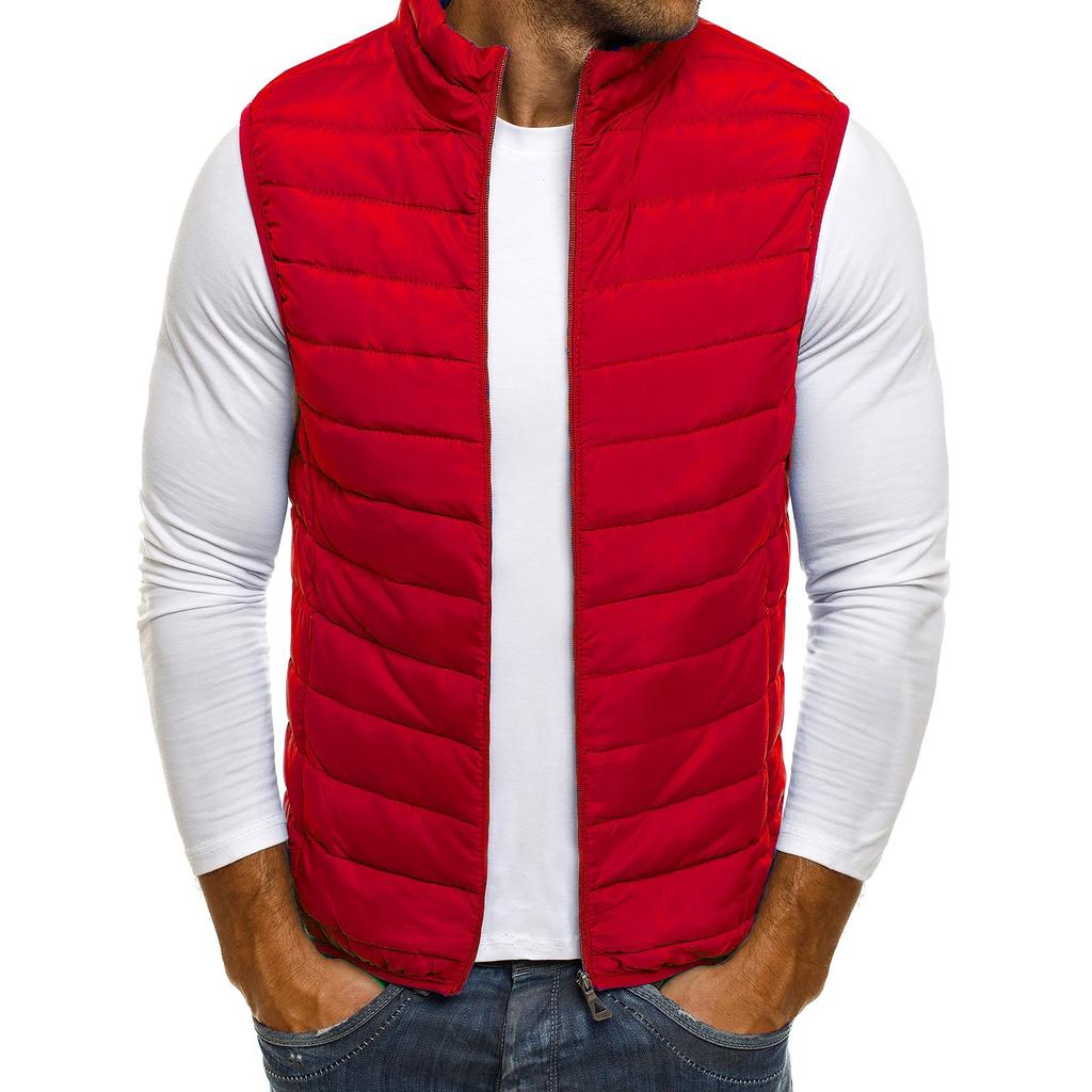 Winter Fashion Cotton-Padded Men' Sleeveless Vest Jackets Vest Coats   Waistcoats Stand Collar Warm Clothing Plus Size