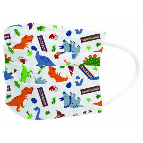 Skater Nonwoven Masks for Children, Boxed, 25 Masks, Three-Layer Construction, Dinosaur Design, MSKP25-A