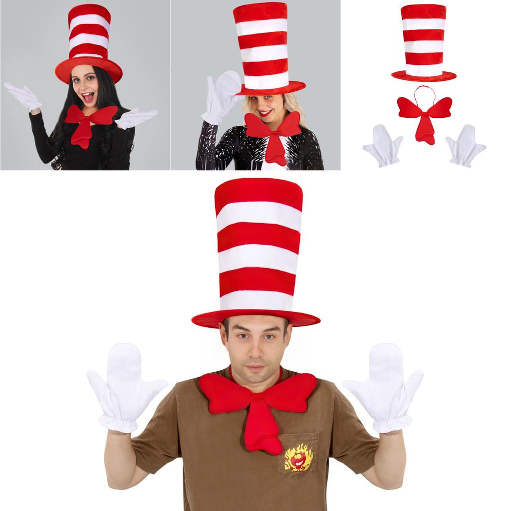 Dr Seuss Cat In The Hat Cosplay Costume With Velvet Hat For Stage Performances