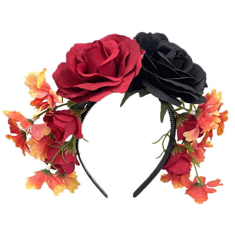 Halloween Flower Headband with Spider for Cosplay or Makeup Party