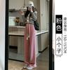 Gray chenille narrow wide-leg pants women's new autumn and winter velvet thickened lazy wind loose straight pants