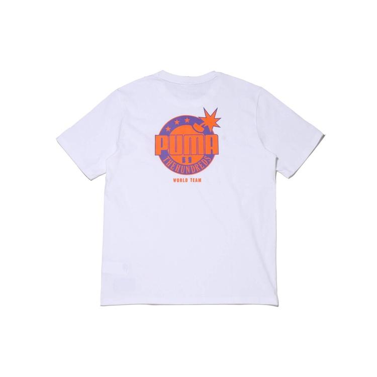 PUMA x The Hundreds Tee Logo Printing Round Neck Short Sleeve White Men s 596750-02 XS