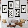 Retro Poker Wall Art Trendy Poster Canvas Set Of 6 Painting Lucky Playing Card Funky Black White Queen Joker Ace Room Home Decor