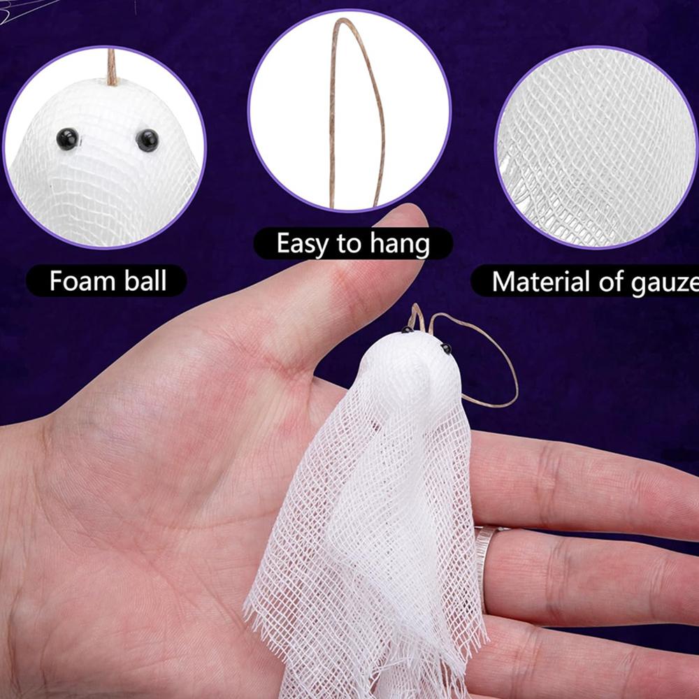 Halloween Hangings Ghosts Halloween Flying Ghosts Decorations White Cute Flying Ghosts Ornament With Rope For Balcony Garden