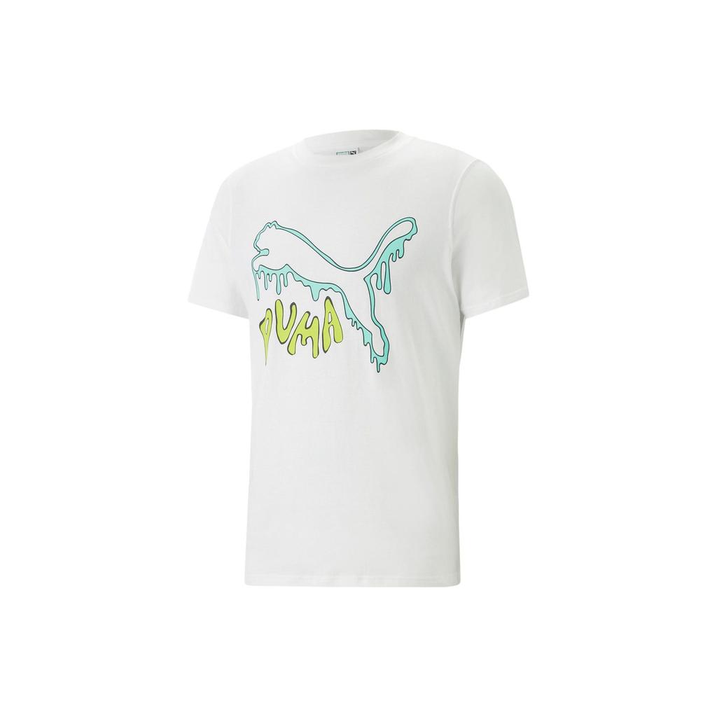 PUMA T Shirts Men's White Crew Neck Moderate Straight Fit 622554-02