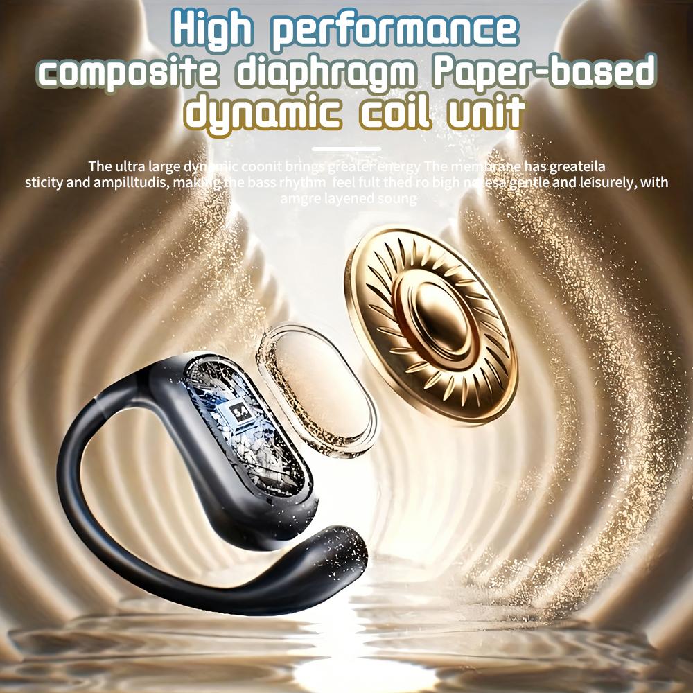True Wireless Open-Ear Bluetooth Earbuds 5.4 TWS – 360° Surround Sound, All-Day Comfort, Sports Fit, Clear ENC Calls