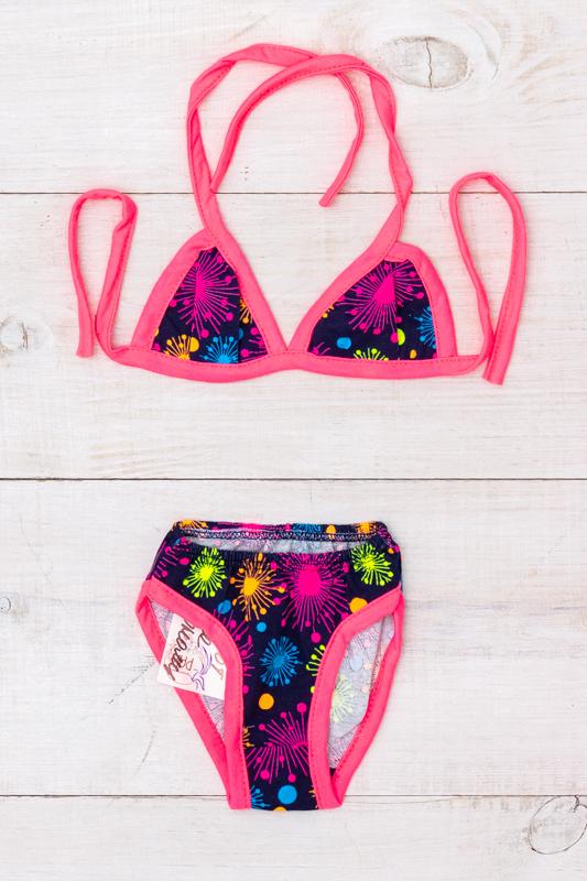 Girls’ Printed Swimwear – Padded-Free Tie Top & Comfortable Fit, Summer, 9593-043 HC