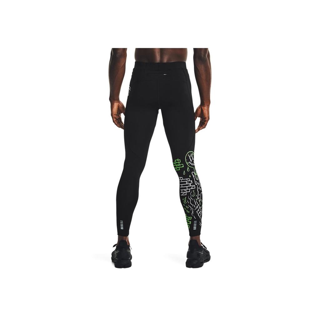 Under Armour Solid Color Letter Running Sports Leggings Men Leggings Black 1362718-001