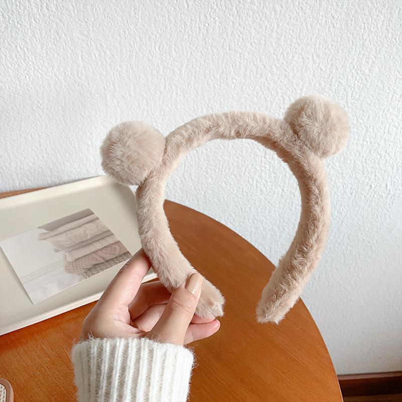 Zimní plyš Roztomilý Medvídek Čelenka do uší Make-up na obličej Čelenka Ženy Dívka do vlasů Pásek na hlavu Kruhové doplňky Scrunchie Pokrývka hlavy