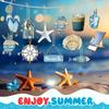 24pcs Wooden Ocean Themed Signs Ornament Starfish Seashell Sea Life Ornaments  Home Bedroom Decor