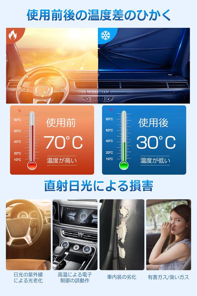 Car Front Umbrella Style Dual Car Light Heat UV Easy Easy Perfect for Sleeping in the UV Sunburn Storage Pouch Included Sunshade, [Improved &