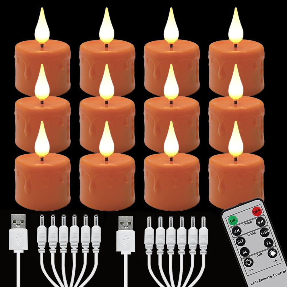 Wiederaufladbare LED-Kerze, flammenlose Kerzen mit Fernbedienung, LED-Licht, Halloween-Lampe, Weihnachten, Wohndekor, Nachtlicht