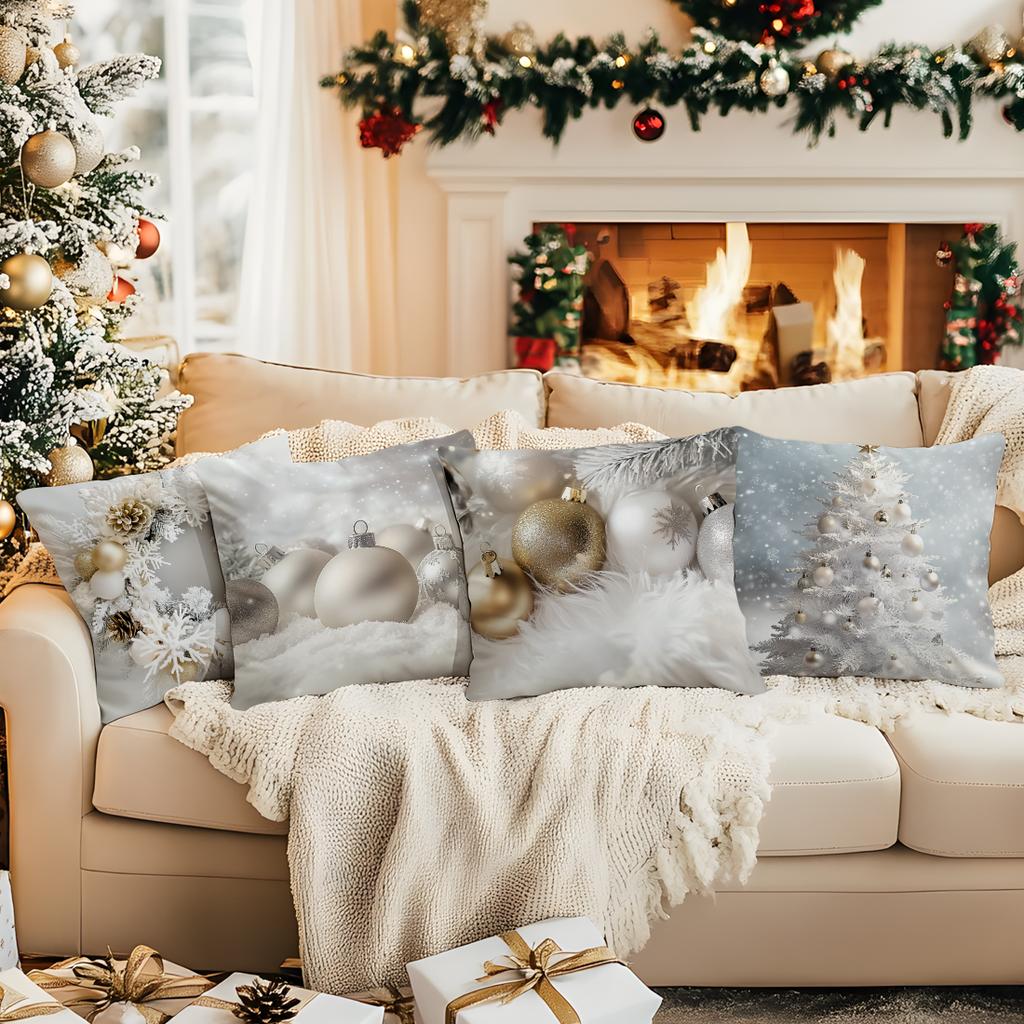 Vintage White Christmas Ball Pillowcase Bedroom Cushion Cover 100% Polyester Living Room Cushion Pillowcase Home Decor