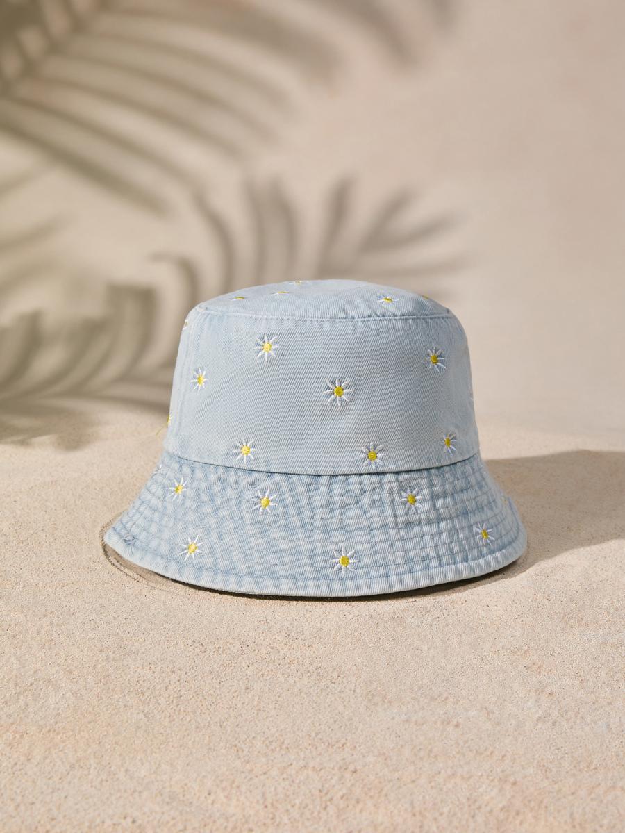 Floral Embroidered Bucket Hat For Women Casual Boho Beach Summer Vacation onesize