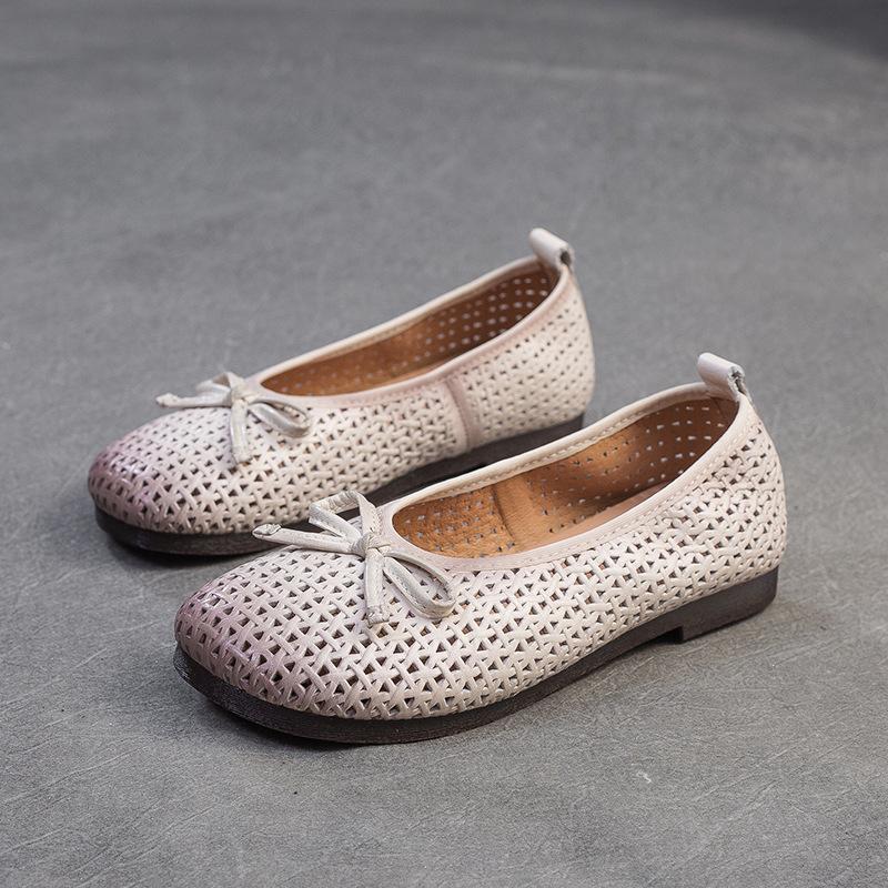 

Johnature Ретро Балетки с Бантом, Мягкая Подошва, Удобные, Мелкие, Перфорированные, Дышащие, Повседневная Женская Обувь 40 бежевый