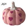 Valentine Day Home Decor Pink Ceramic Pumpkin with Heart Pattern, Artificial Figurine, Seasonal Interior Decorations Fall Tabletop Ornaments
