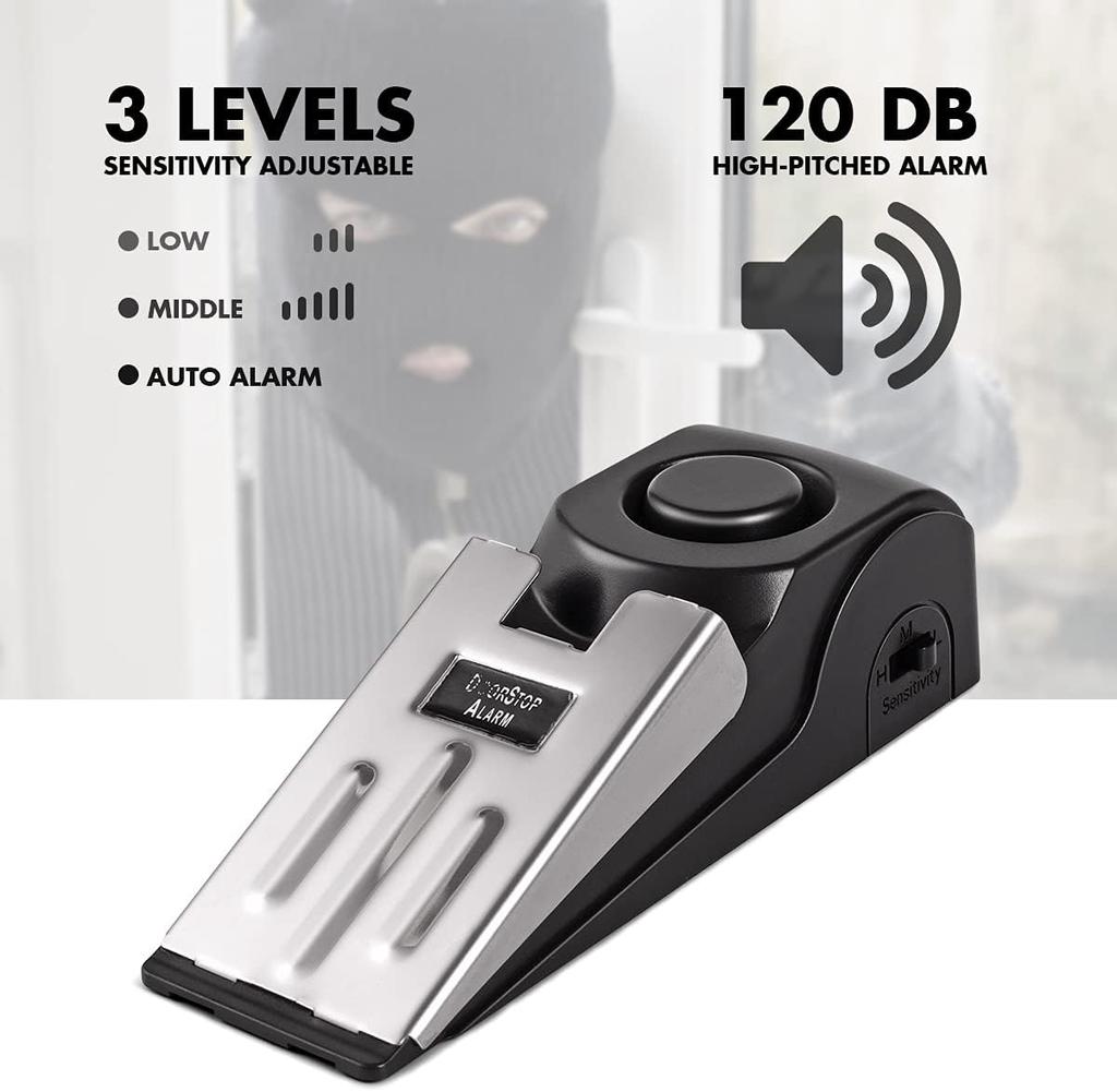 Door Stop Alarm, Door Stopper Security for Home Travel Apartment with 120DB Siren Portable Safety Tool