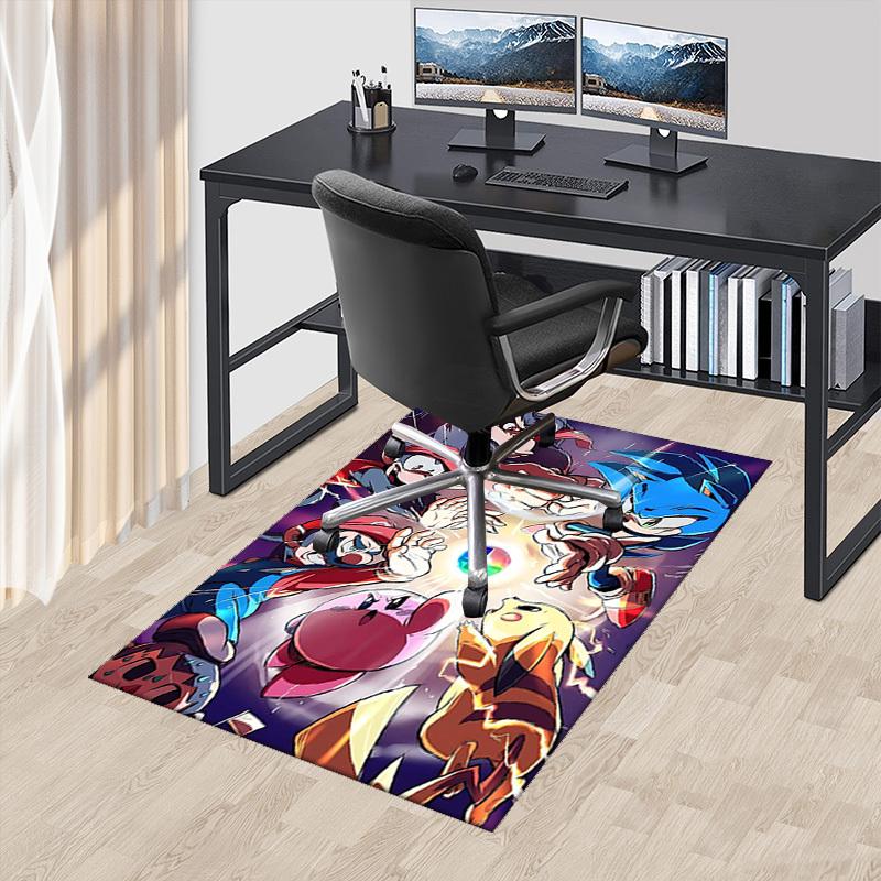 

1pc Sonic, Mario, Pikachu, Kirby, Donkey Kong Chair Mat, Office Rug - Non-Slip Carpet for Desk - Suitable for Home Decor, Living Room, Bedroom, Game R 60cm by 90cm