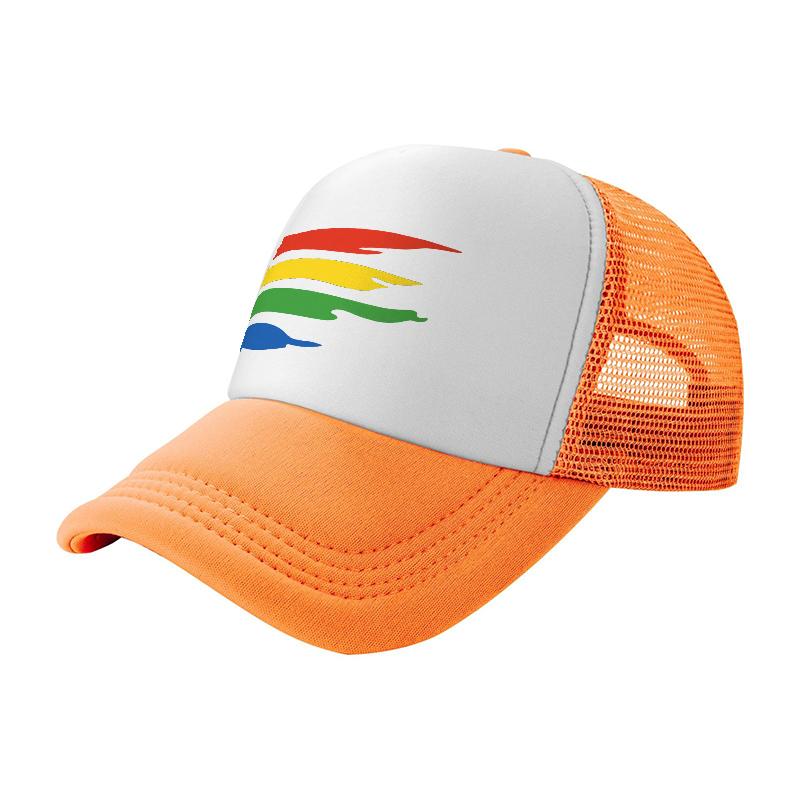 Rainbow Pride Trucker Hat Mesh Back Adjustable Cap Breathable Design for Outdoor Activities and Casual Wear