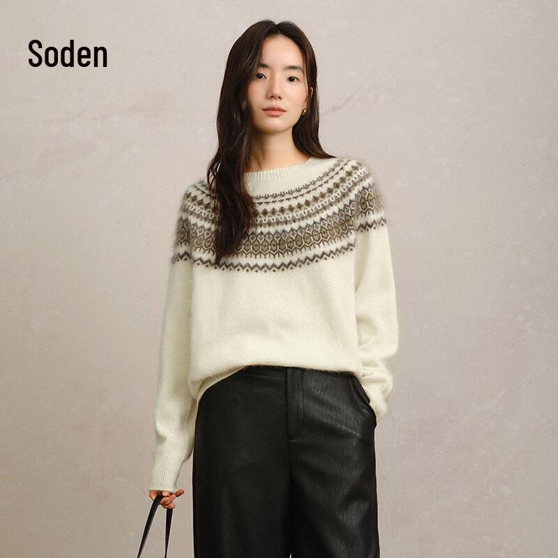 WHIteALLUSION Retro Fair Isle Wool Cashmere Pullover One Size
