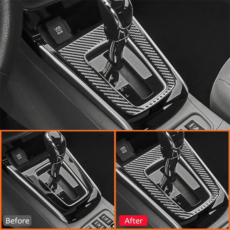 For Nissan Sentra 2016- Soft Carbon Fiber Auto Interior Central Control Gear Shifter Panel Outer Frame Decoration Sticker