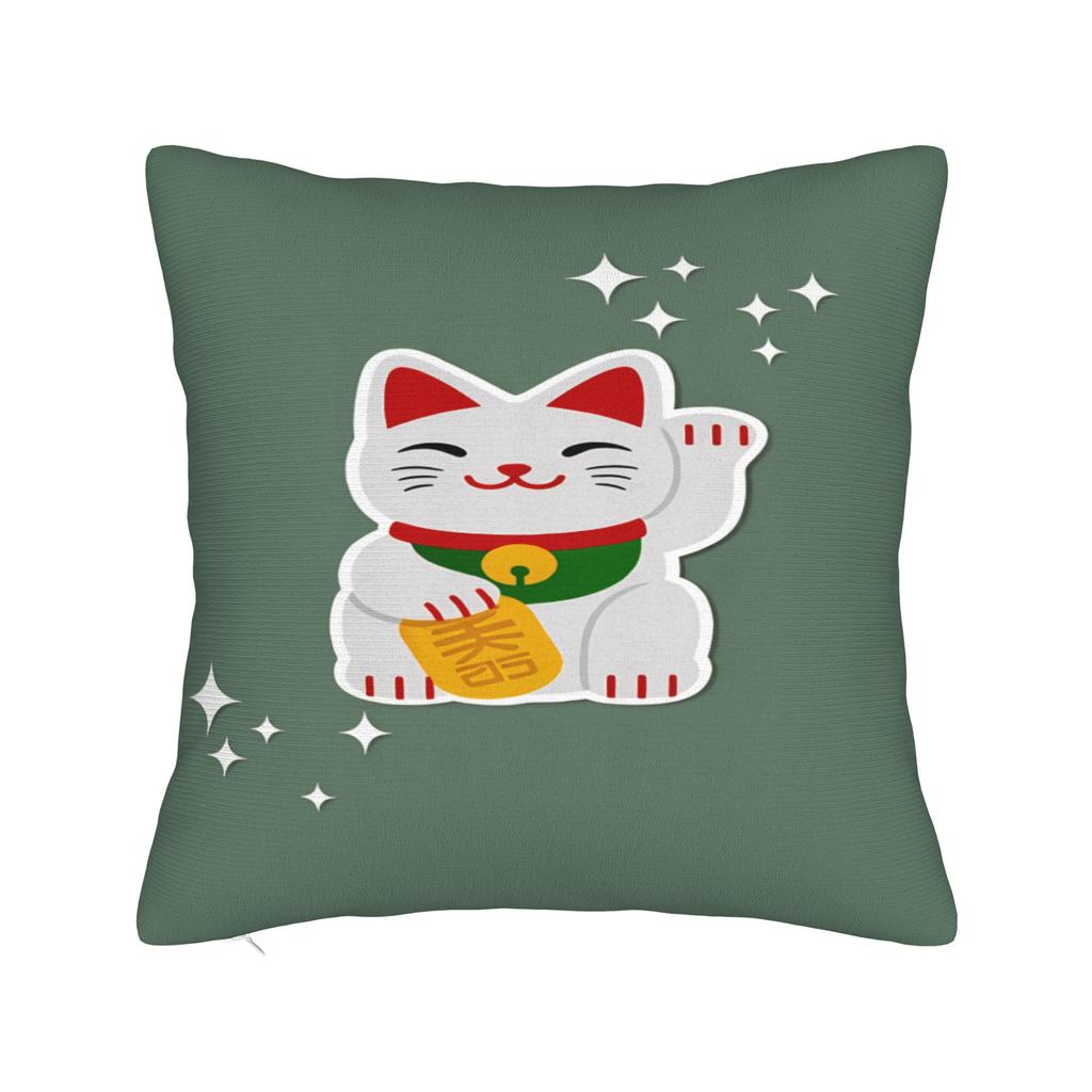Maneki Neko Lucky Money Cat Pillow Case Soft Pillow Cover For Living Room Sofa Morden Pillowcases