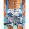 3D Printed Coconut Trees Umbrella Short Pants For Men Colorful Stripes Beach Shorts Summer Hawaiian Board Shorts Swim Trunks