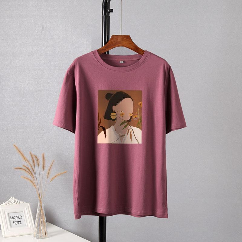 Camisetas Estéticas Estampadas de Manga Corta Hirsionsan para Mujer 2021 Verano Moda Chic Camisetas Holgadas Gráficas Góticas Tops Casuales Femeninos