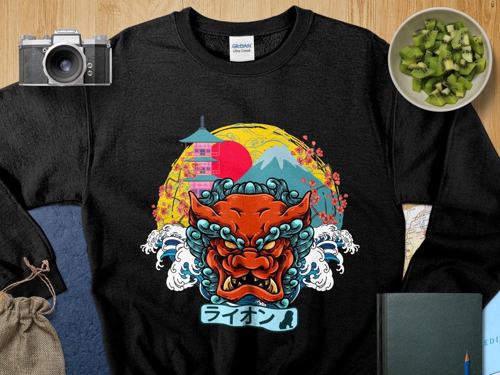 Japanese Oni Demon Art T-Shirt, Colorful Traditional Nippon Style Tee, Unisex Graphic Shirt, Urban Streetwear, Cool Japan Inspired Top