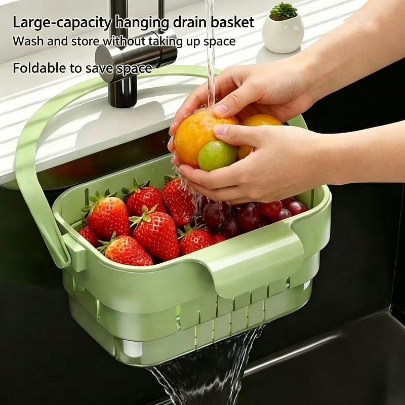Foldable Hanging Sink Strainer Basket Colander Kitchen Food Fruit Residue Filter for Kitchen Organization Use