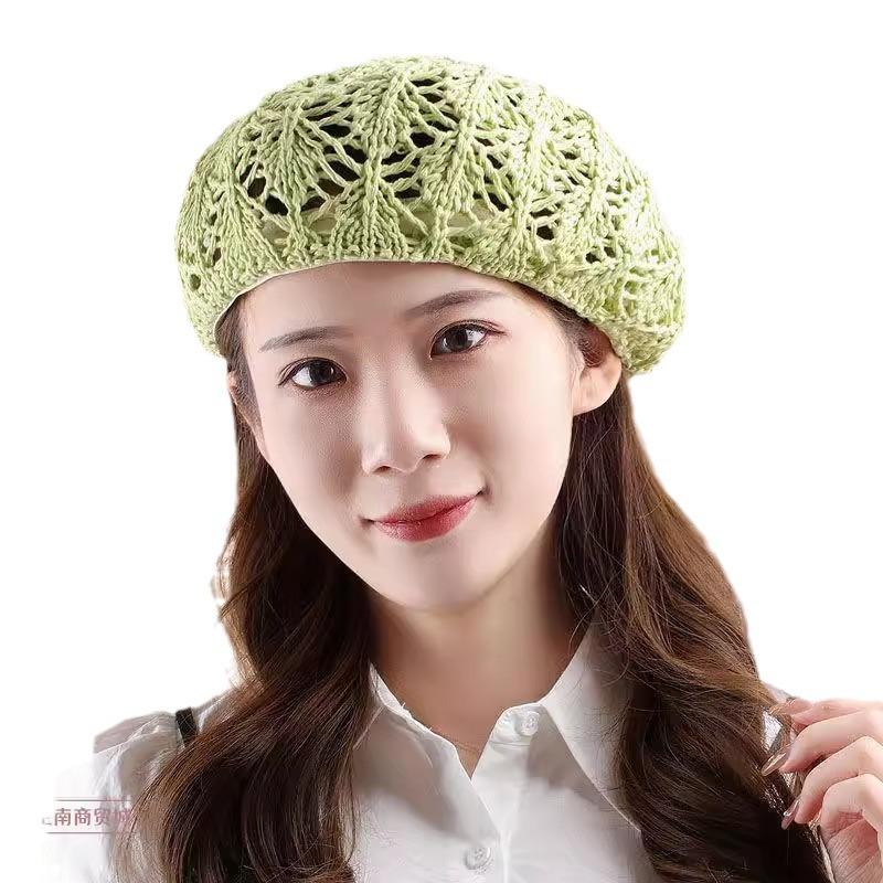 Summer Small Fresh Straw Beret Children Hollow Design Showing Face Small Breathable Thin Literary Bud Painter Hat