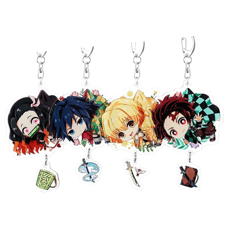 Keychain Pendant Anime Demon Slayer Kimetsu No Yaiba Kamado Tanjirou Double Sided HD Bag Pendant Gift For Fans Cosplay Props Jewelry Gift