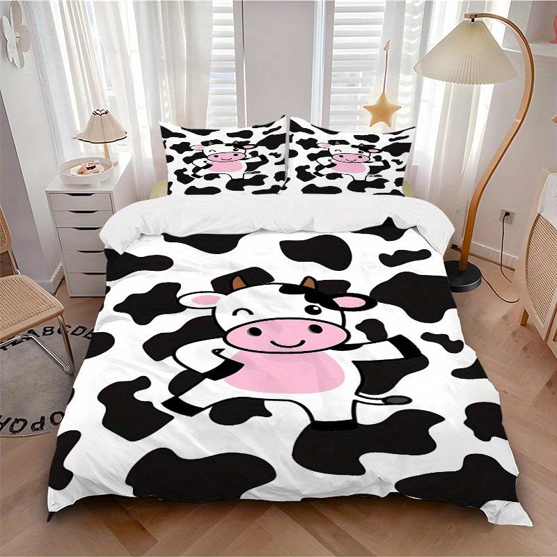 

3pcs Cow Print Soft and Comfortable Breathability, Bedding Set, Machine Washable, Suitable for All Seasons150 135x200cm