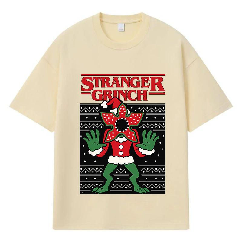 

2026 Stranger Grinch Printed Graphic Y2k Harajuku Streetwear 100% Cotton T Shirt Casual Oversized Summer Men T-shirt XXXL хакі