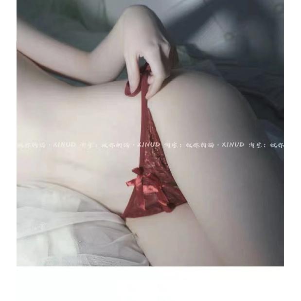 Japanese-style pure and cute fairy lace bow-tie girl T Sexy thong underwear