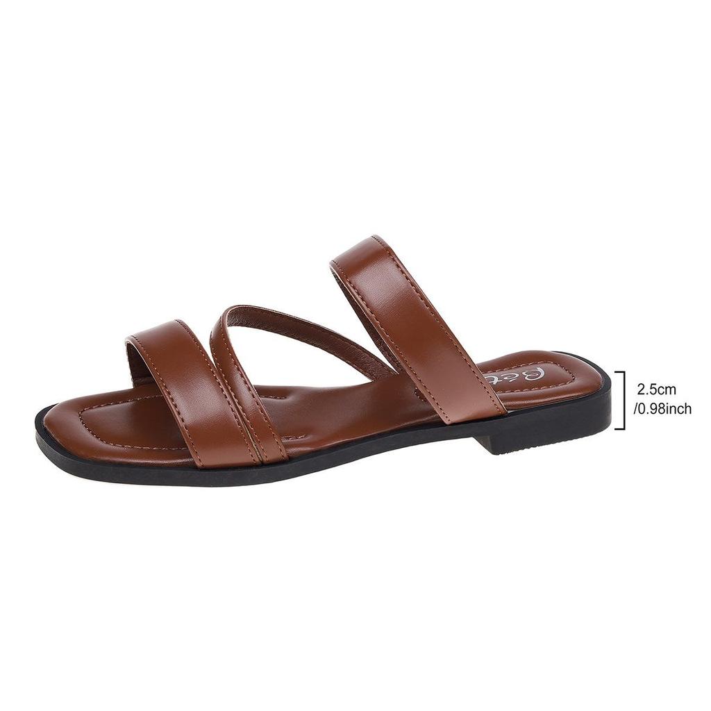 Women's 2024 Retro Square Toe Beach Sandals
