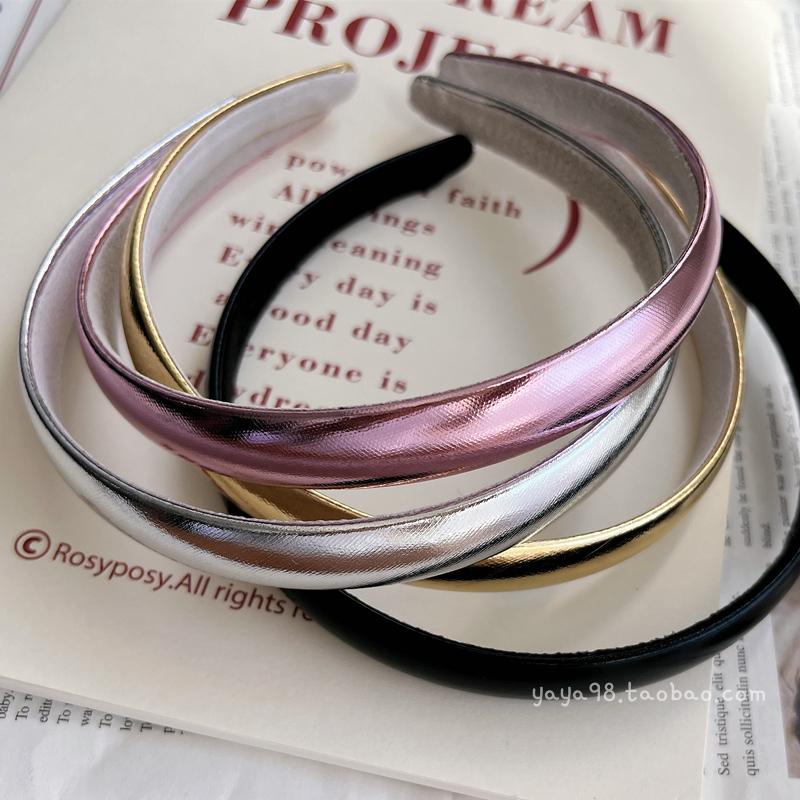 Thin Glossy Silver Color Hairband Pink Hairbands Hair Accessories for Girls and Women Korean Fashion Hiar Ropse Headwear