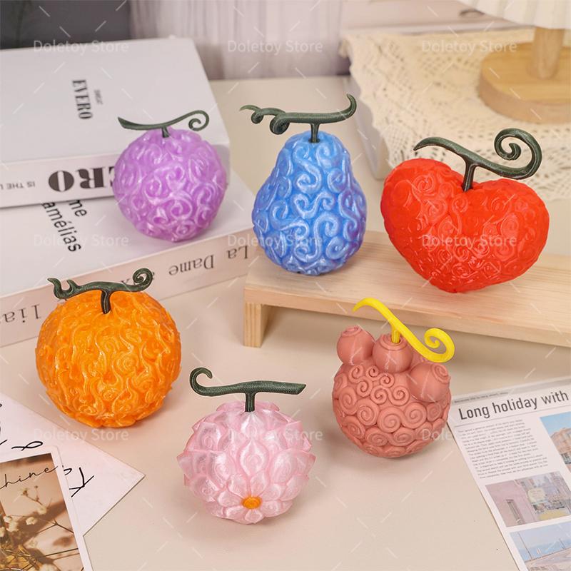 6 Styles Devil Fruit Anime Figure Toys 3D Printed Gum-Gum Fruit Model Collection Flame-Flame Cursed Fruits Ornaments Hobby Toys