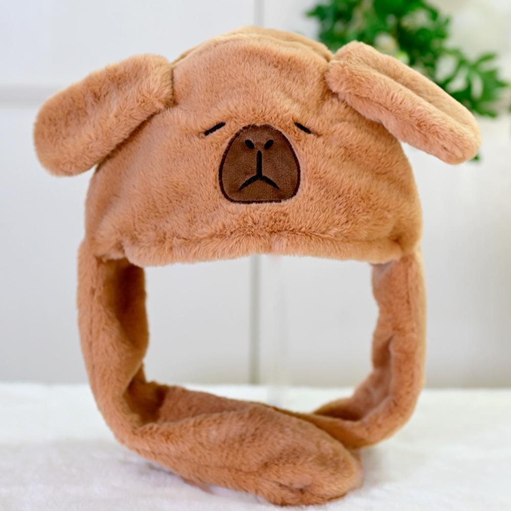 Capybara Ørebevegende Hatt Dyreøre Plysjhatt Leker Morsom Hoppende Opp Lue Morsomme Leker