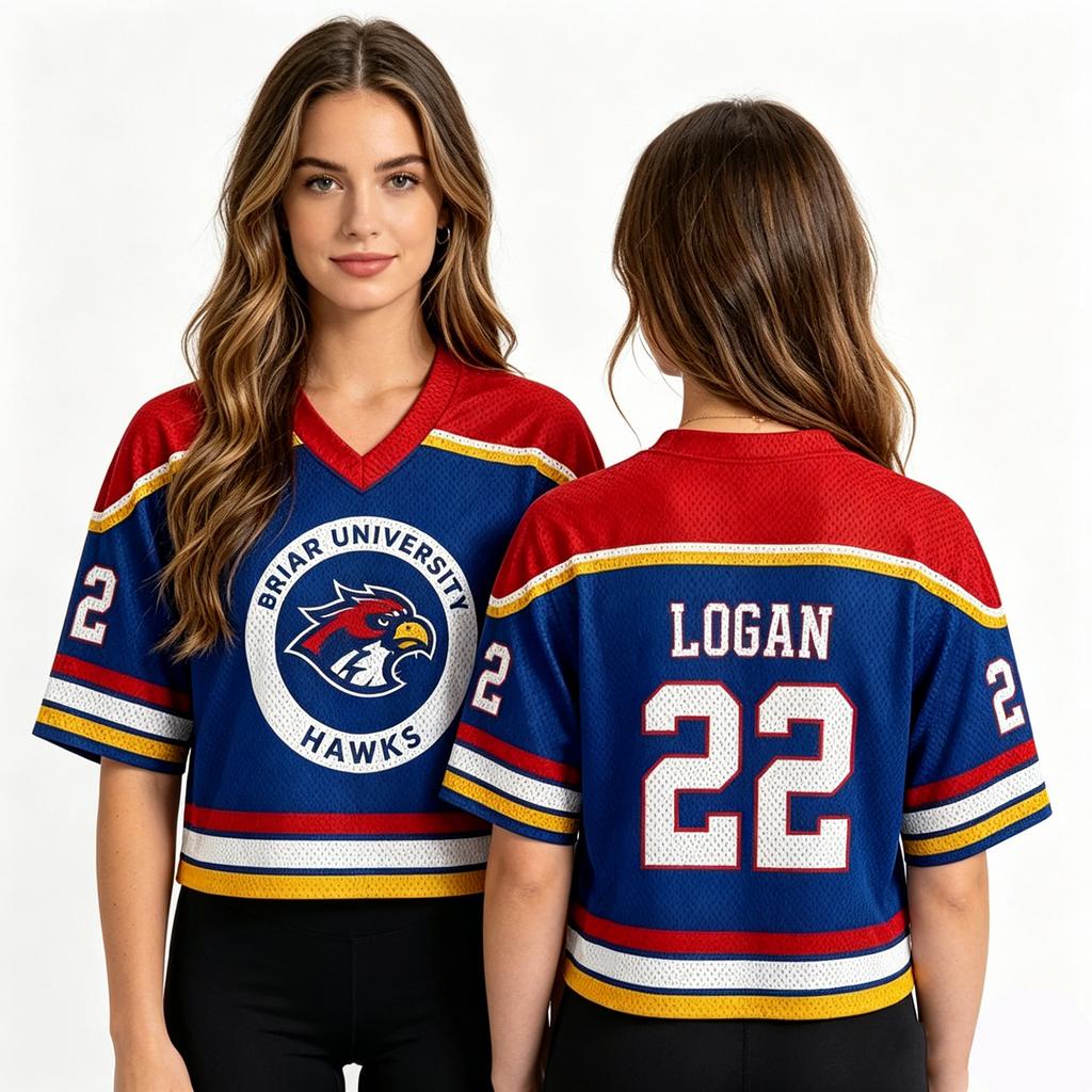 Women's Cropped Hockey Jersey Short Sleeve Top Mesh Fabric V Neck Athletic Style Casual Wear for Sports and Everyday Use