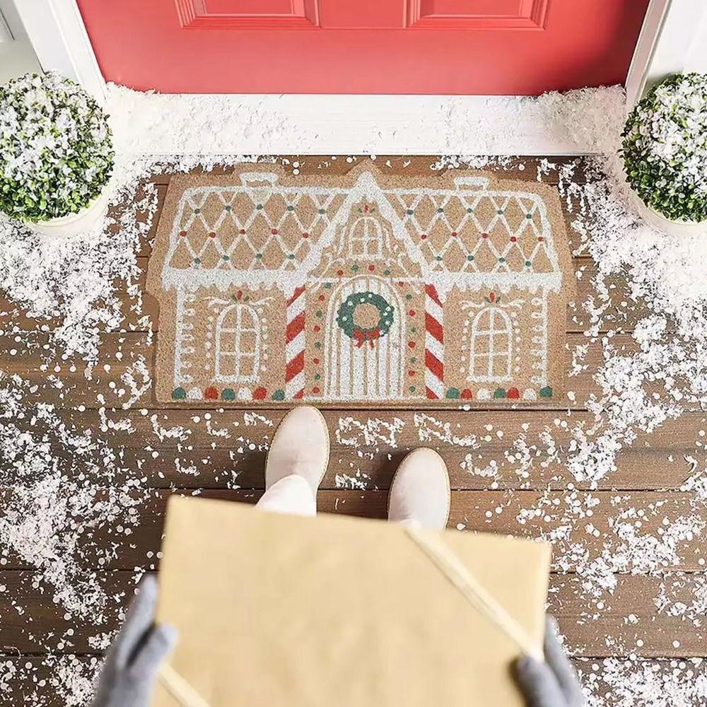 Non-Slip Christmas Carpet Palace Shaped Xmas Bedroom Welcome Doormat  Christmas Decoration