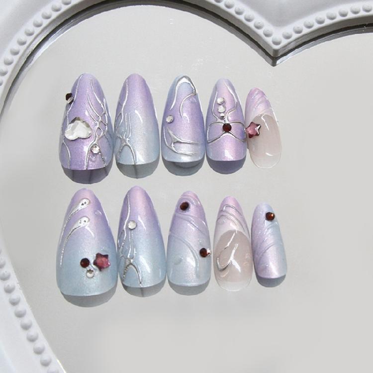 Almond Nail Tips Fake Nail Glues On Nail Stick On Nail Press On Nail Artificial False Nail for Womens and Girls