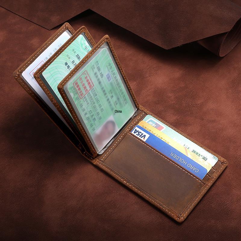 Retro Trend Crazy Horse Leder ID- & Bankkartenhalter mit Totem-Design