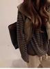 2024 A/W Striped Vintage Knit Hooded Sweater Coat