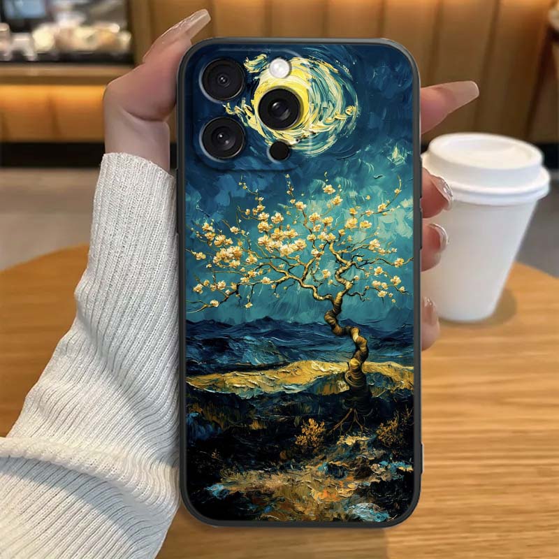 Creative landscape patterns Phone Case For Apple iPhone 17 16 16E 15 14 13 12 11 Pro Max Plus Black Soft Silicone