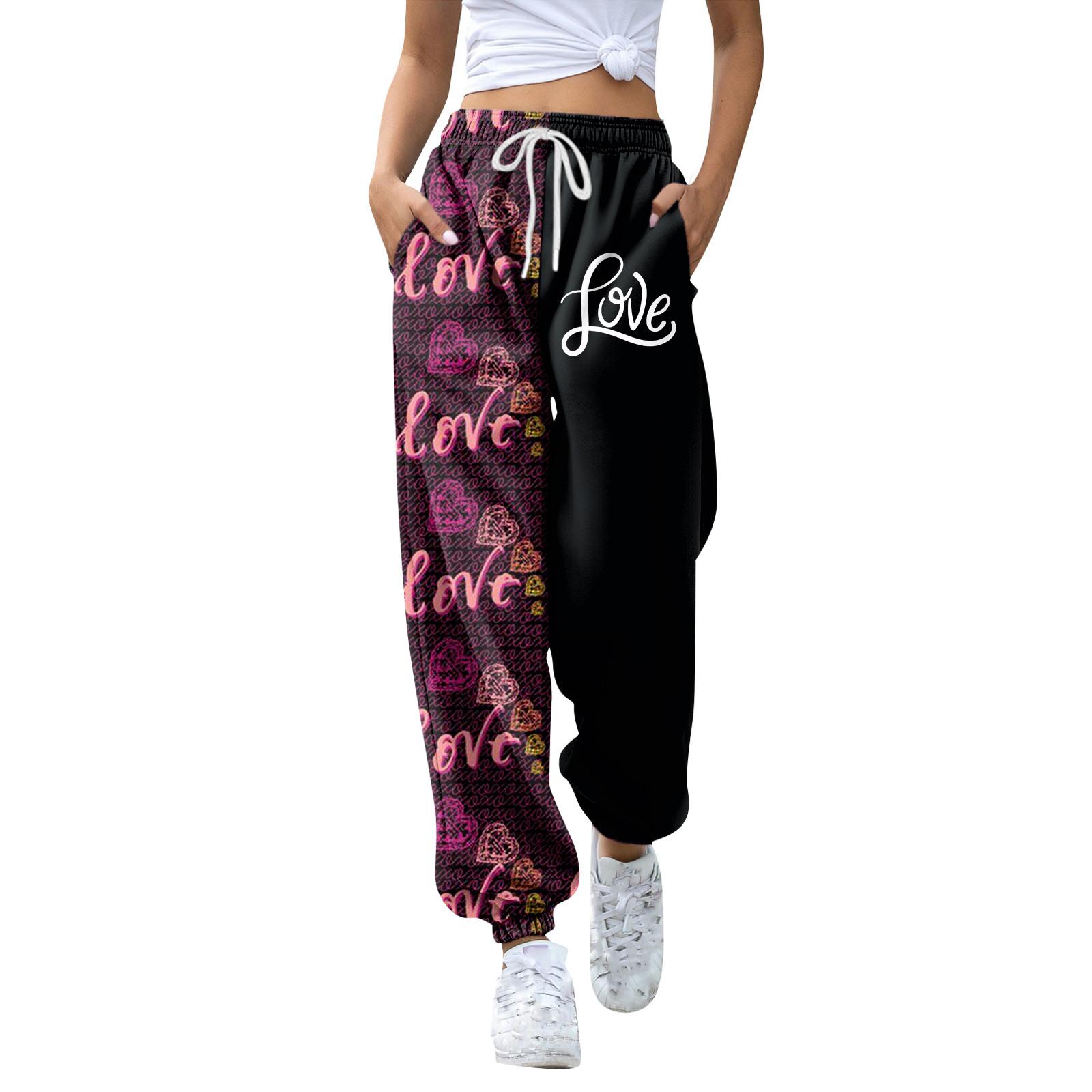 

Женские модные свободные однотонные повседневные спортивные брюки на День святого Валентина с завязками на талии L чёрный