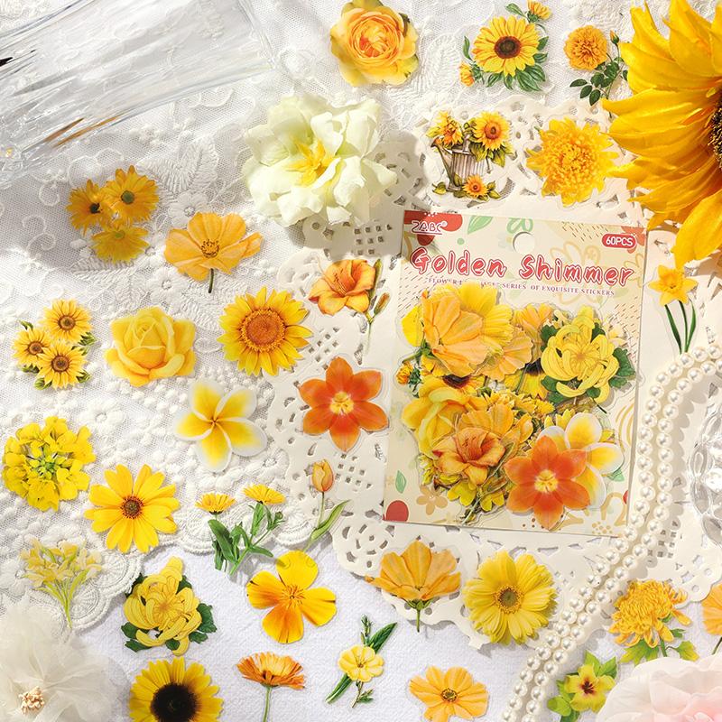 60 Pcs Plant Flower Cluster Stickers Junk Journal Creative Stationery DIY Decorative Stickers Scrapbook School Supplies