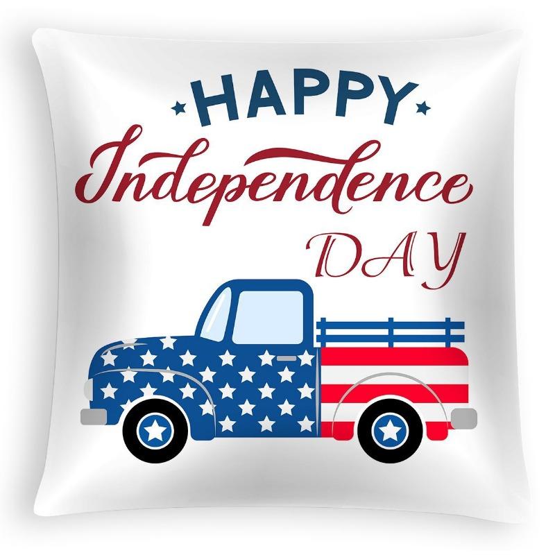 New American Independence Day Pillowcase, American Peach Skin Velvet Printed Cushion Cover, Sofa Pillow Cover